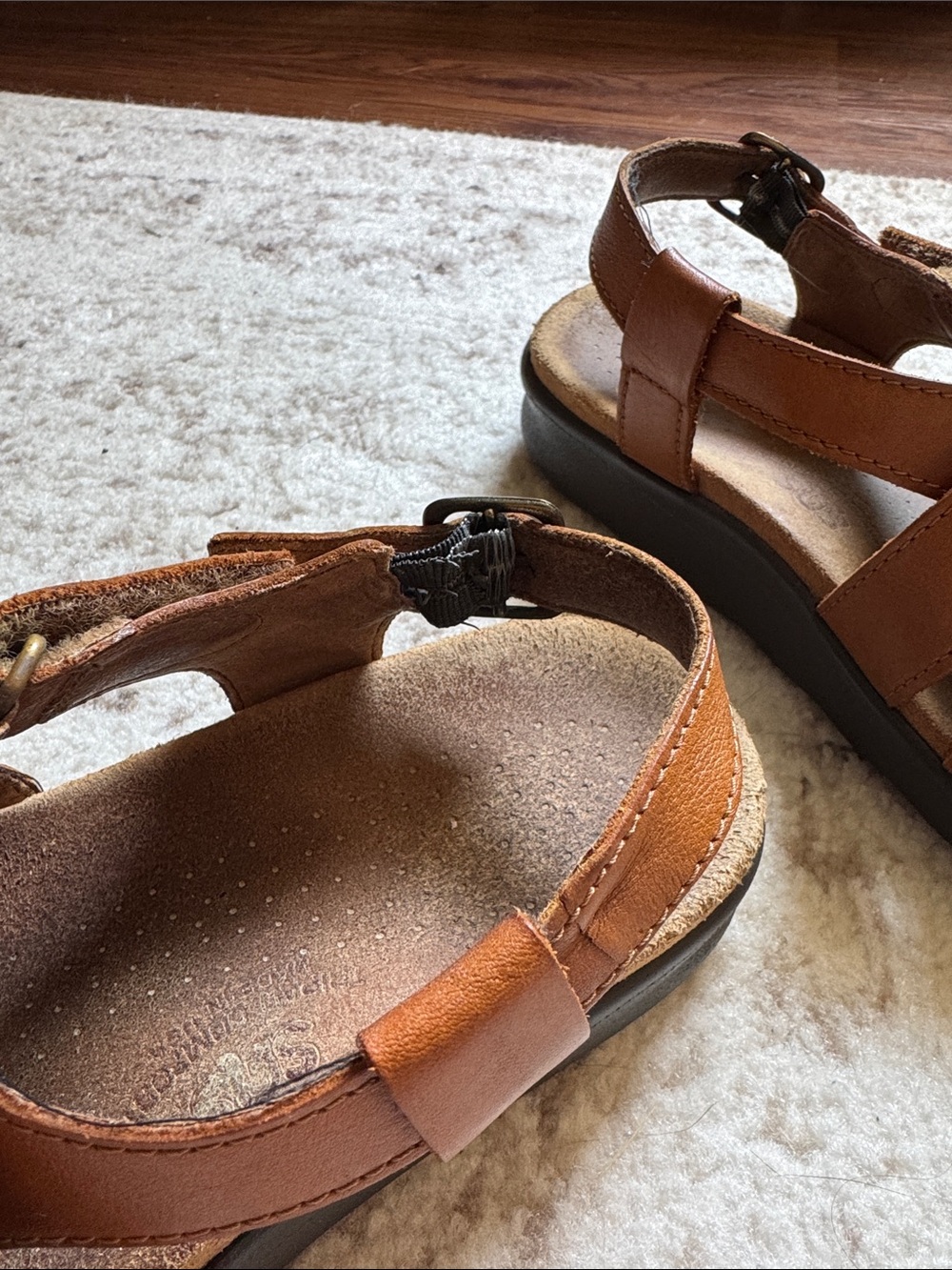 SAS Tripad Comfort Leather Tan Open Sandals 7 W Carmel Brown Color - Picture 2 of 7